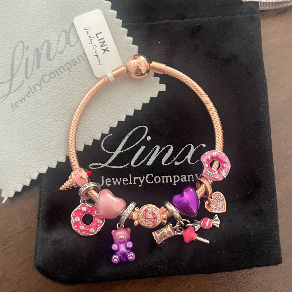 Linx Rose Gold Bracelet with Sweets Themed Charms